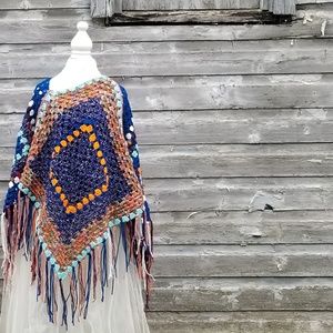 Artisan Poncho Boho Custom Made Crochet Shawl